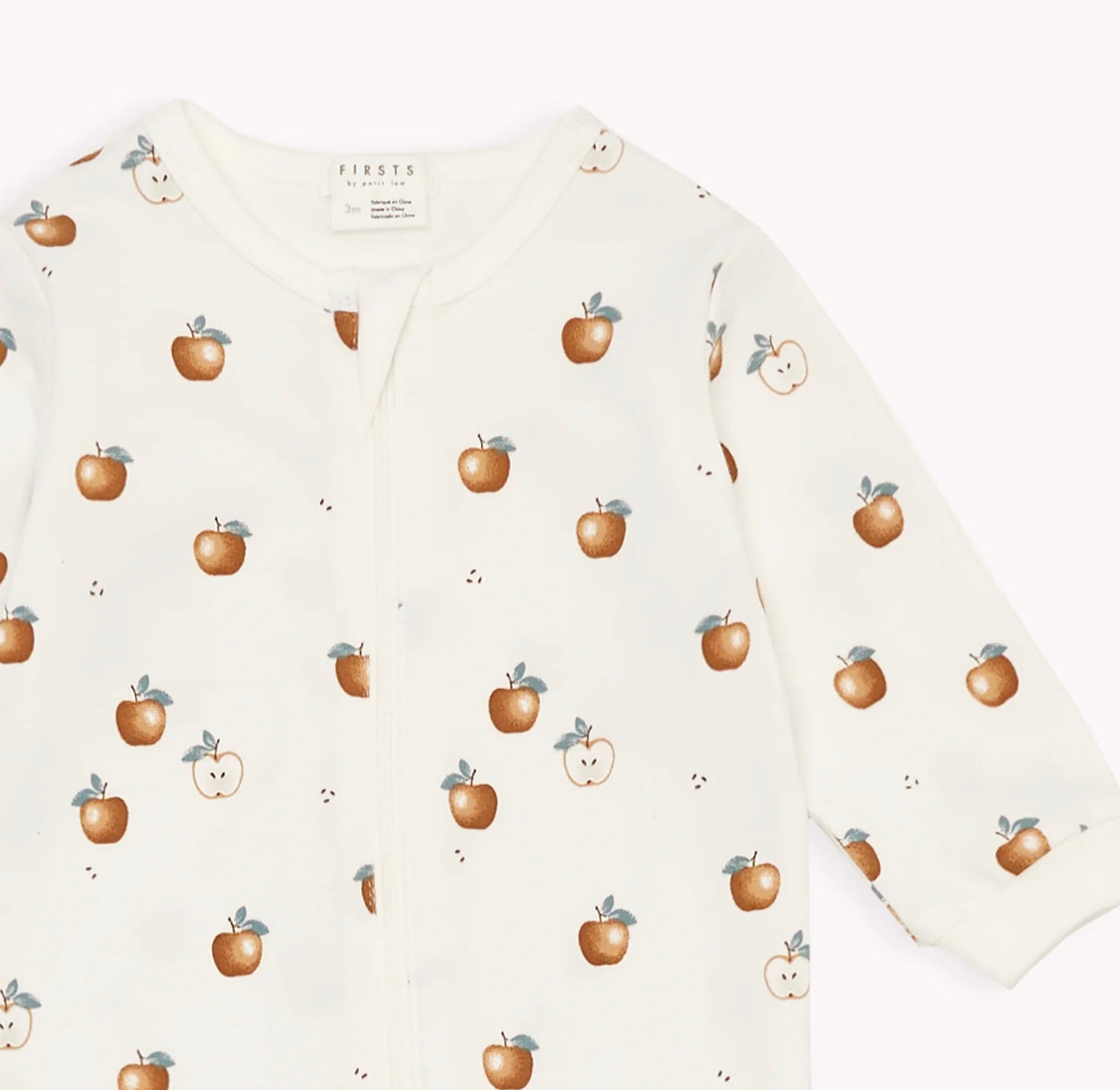 Golden Apples Print on Off-White Footed Sleeper