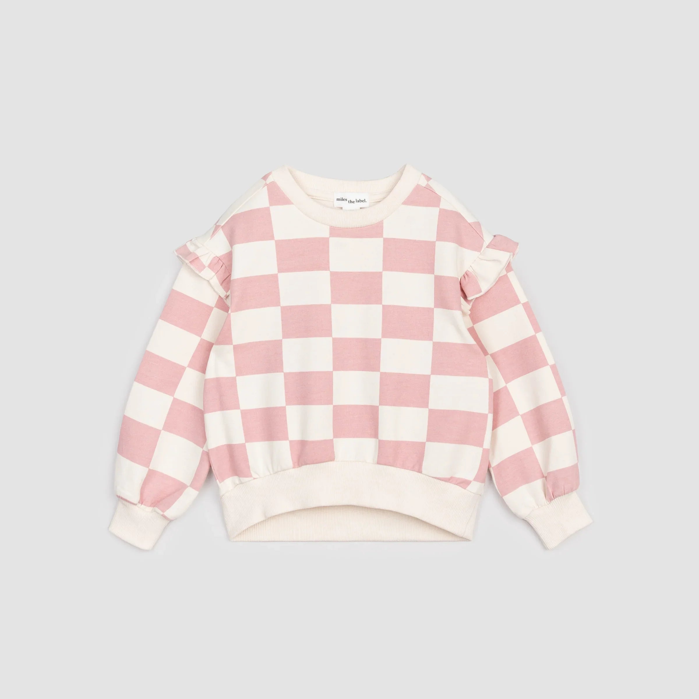 Kids Pink Checkered Sweatshirt