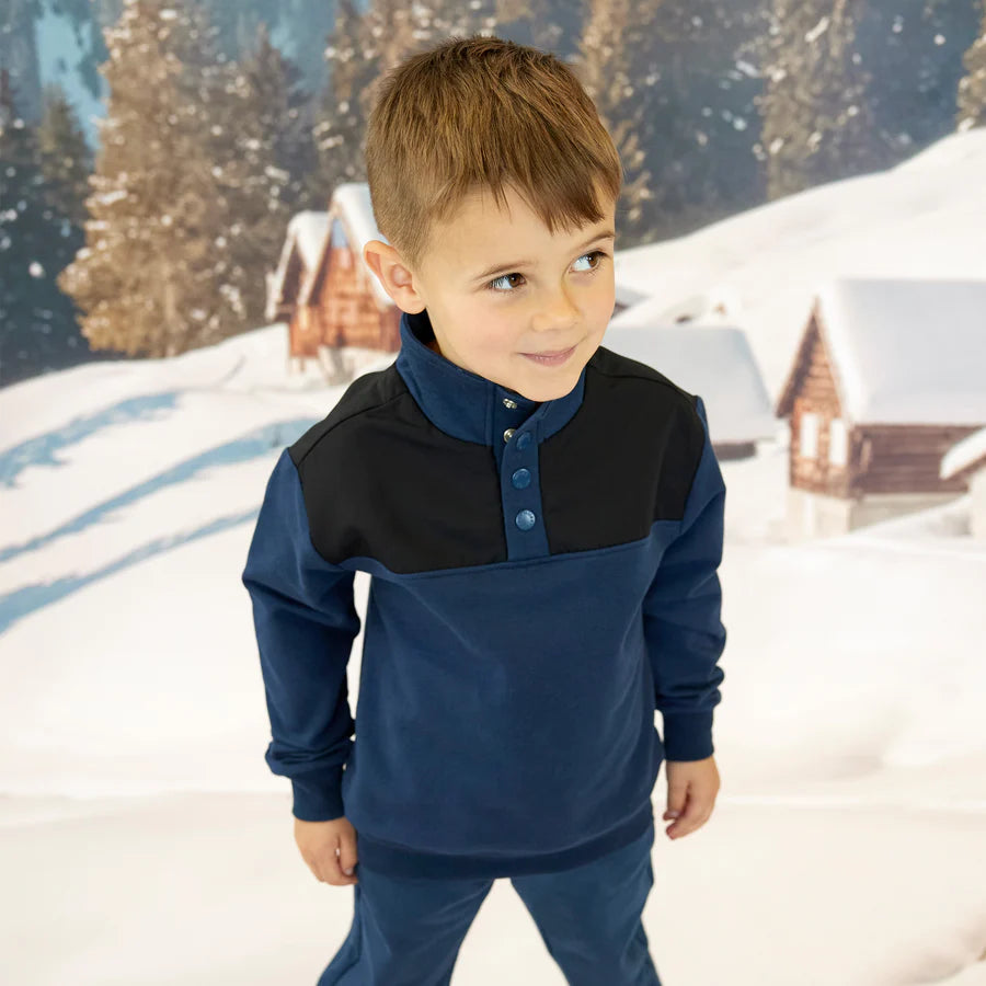 Half Button Sweatshirt Winter Navy