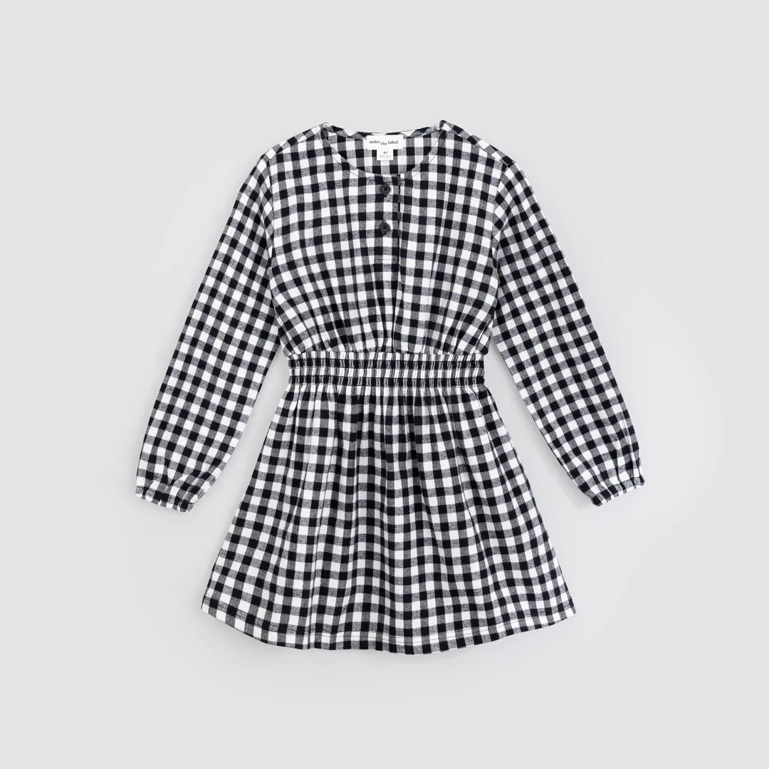 Checkered Flannel Dress - Black and White