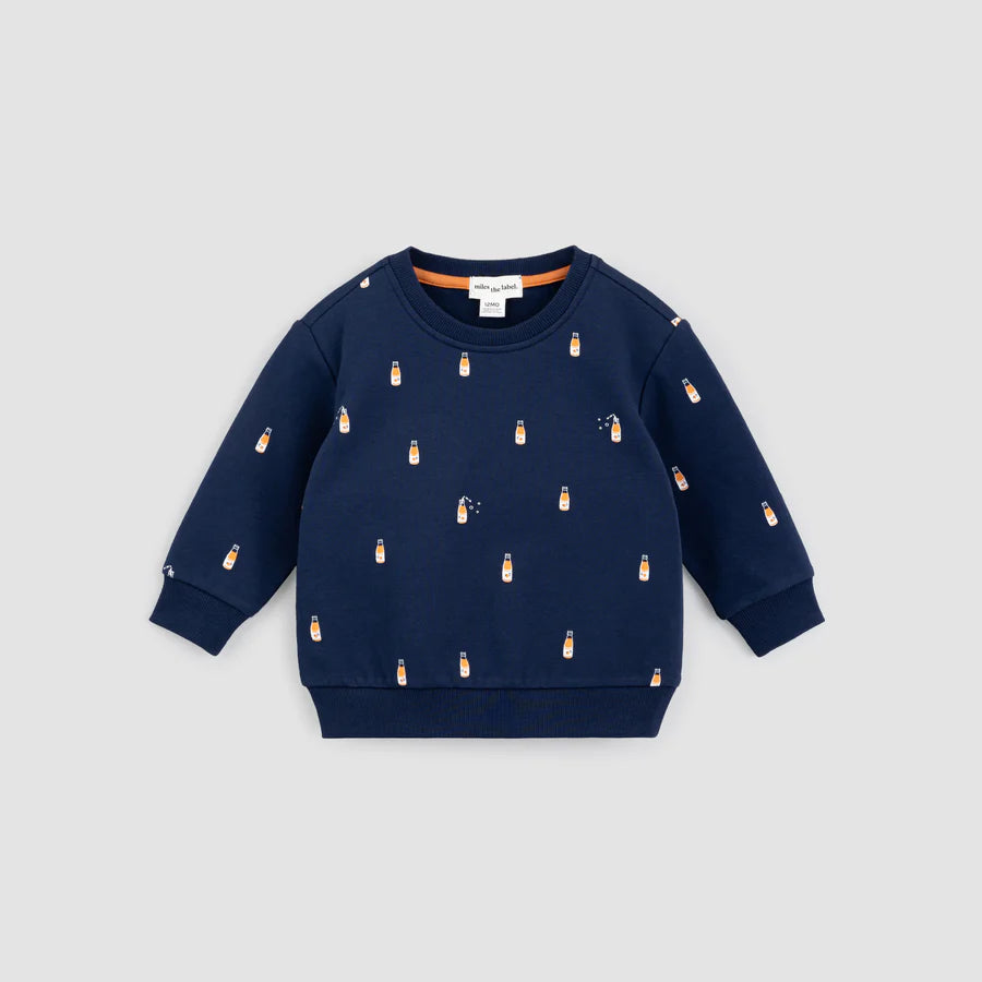 Orange pop print Sweater - Navy