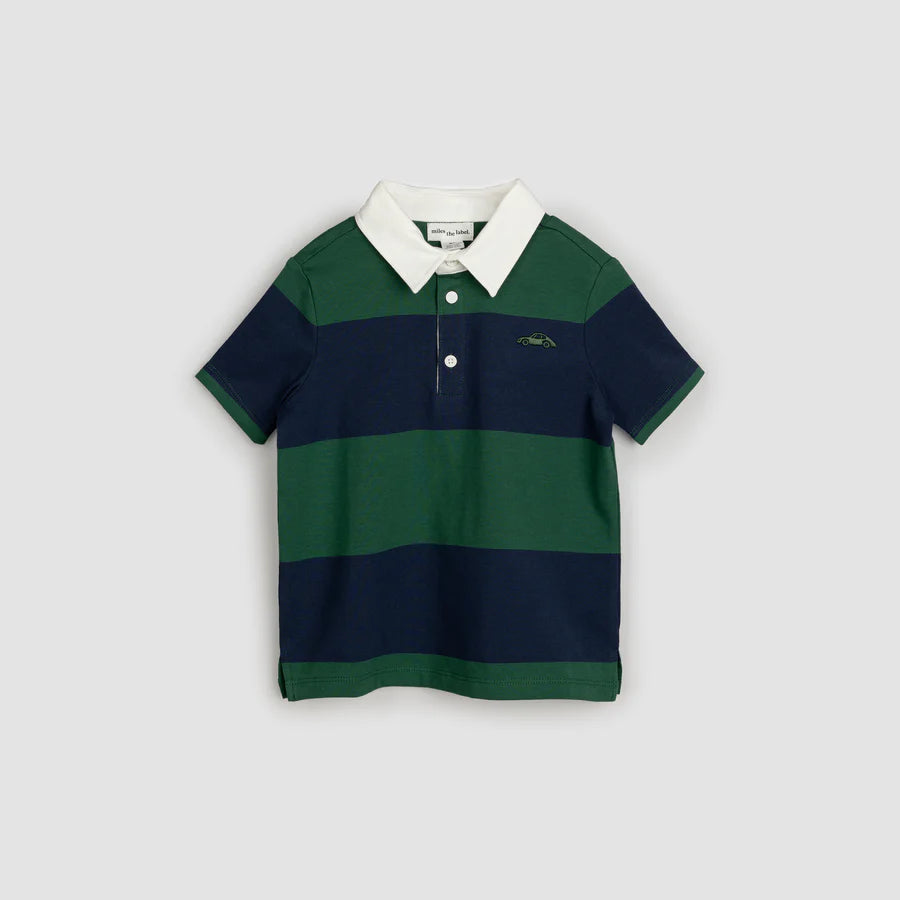 Rugby Polo - Navy/Racing Green Stripe