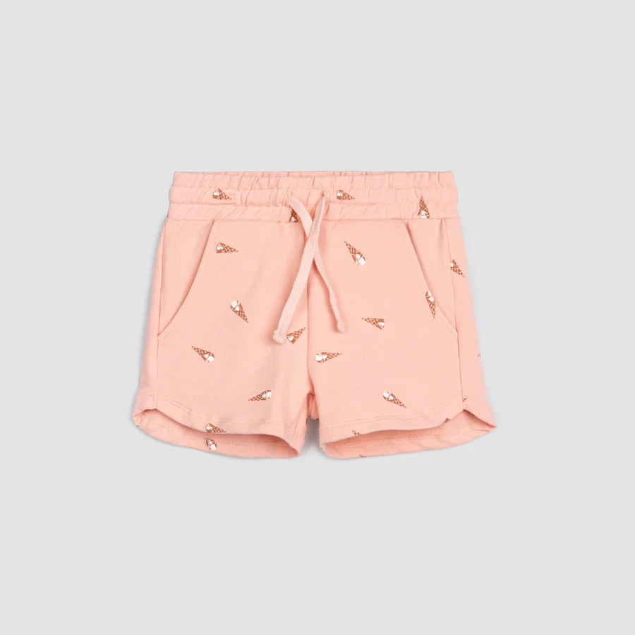 Ice Cream Cone Print Shorts - Coral