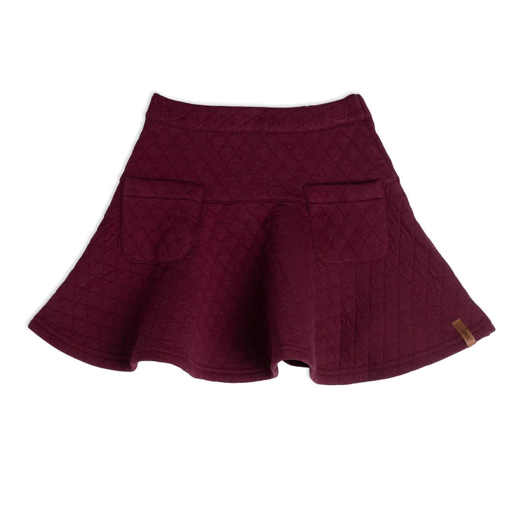 Quilted Skirt with Pocket - Plum
