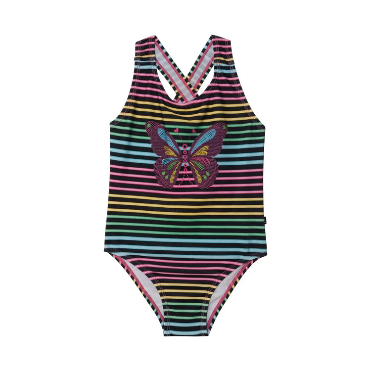 Swimsuit One Piece - Stripe Butterfly