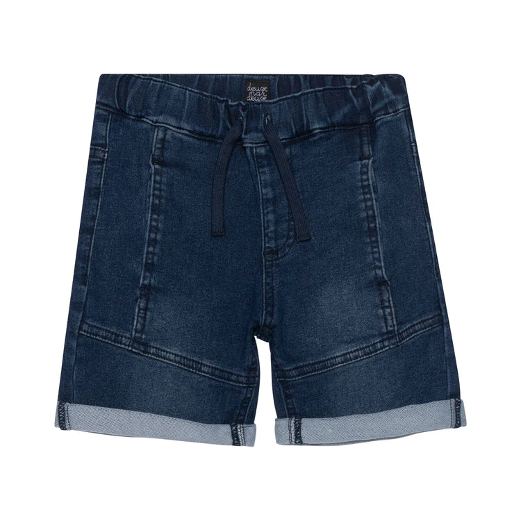 Dark blue denim hot sale shorts
