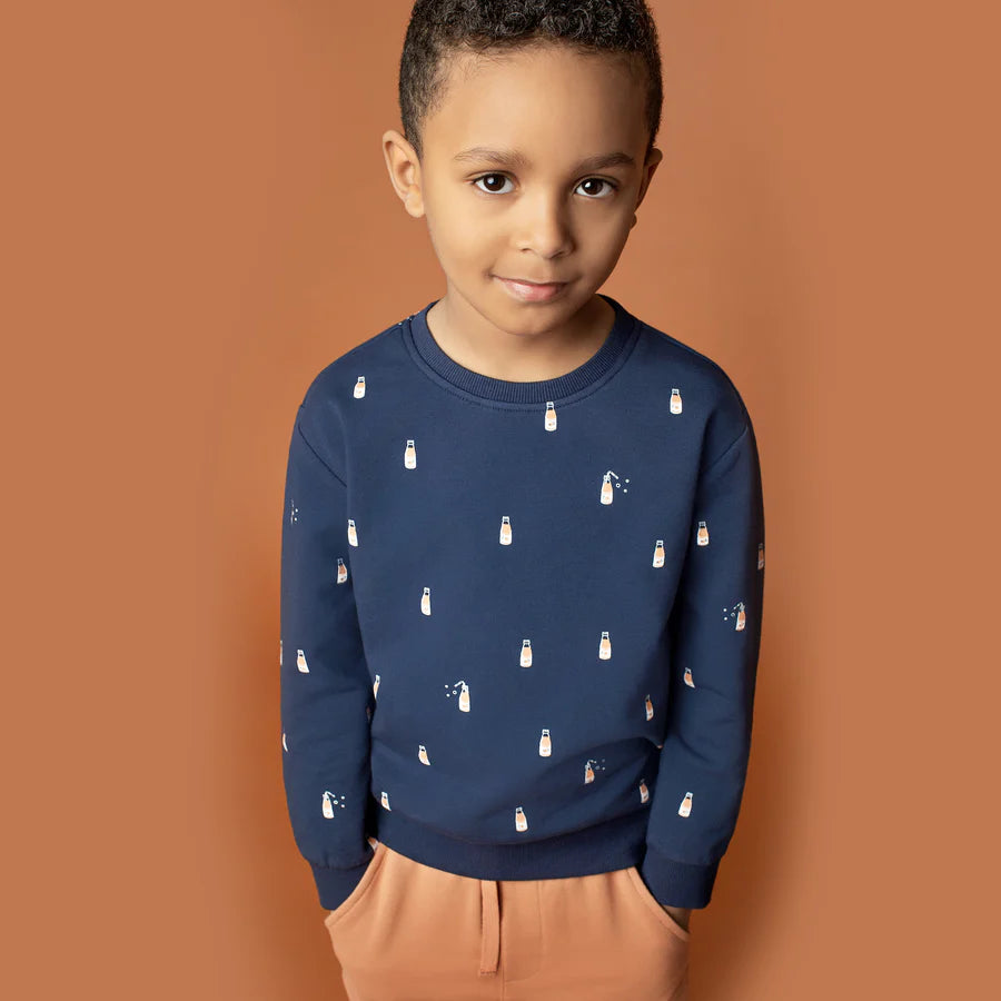 Orange pop print Sweater - Navy